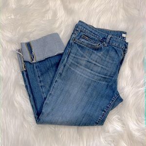 Joes Jeans wide raw cuff kicker crop capris medium wash **DIY** size 32